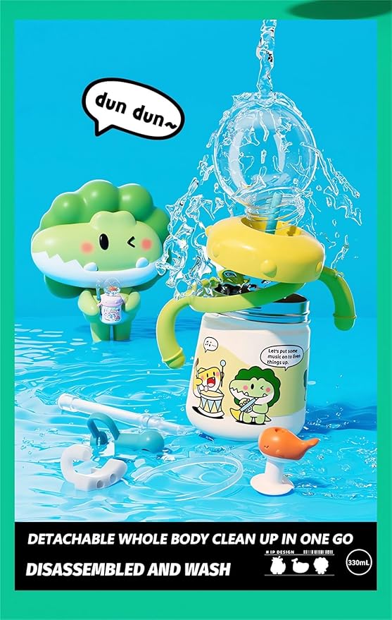 Stainless Steel Whale Fountain Tumbler with Handle 2025 Drinking Cup with Whale Squirt Insulated Travel Tumblers Kids Weighted Sippy Cup No Spill Cute Water Bottle with Lids and Straws Leak Proof (B2) - Bloomnest