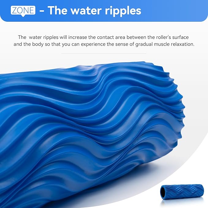 Foam Roller Medium Density Back Roller for Deep Tissue Muscle Massage of The Back and Leg Muscles - Self Myofascial Release of Painful, Wave Textured Muscle Roller, Fitness Roller for Pilates, Yoga - Bloomnest