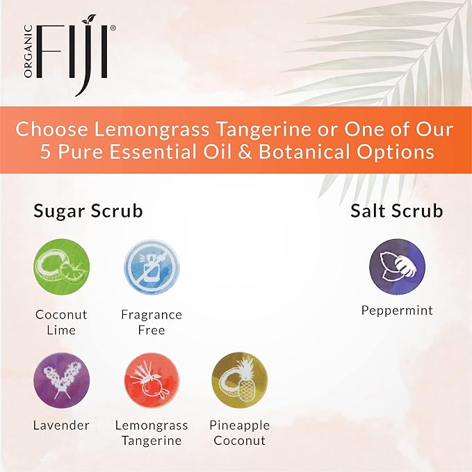 Organic Fiji Whole Body Scrub - Infused with Coconut Oil, Exfoliating Sugar Scrub for Smooth and Soft Skin, Exfoliates & Restores Skin's Natural Biosphere, Lemongrass Tangerine 20 oz - Bloomnest