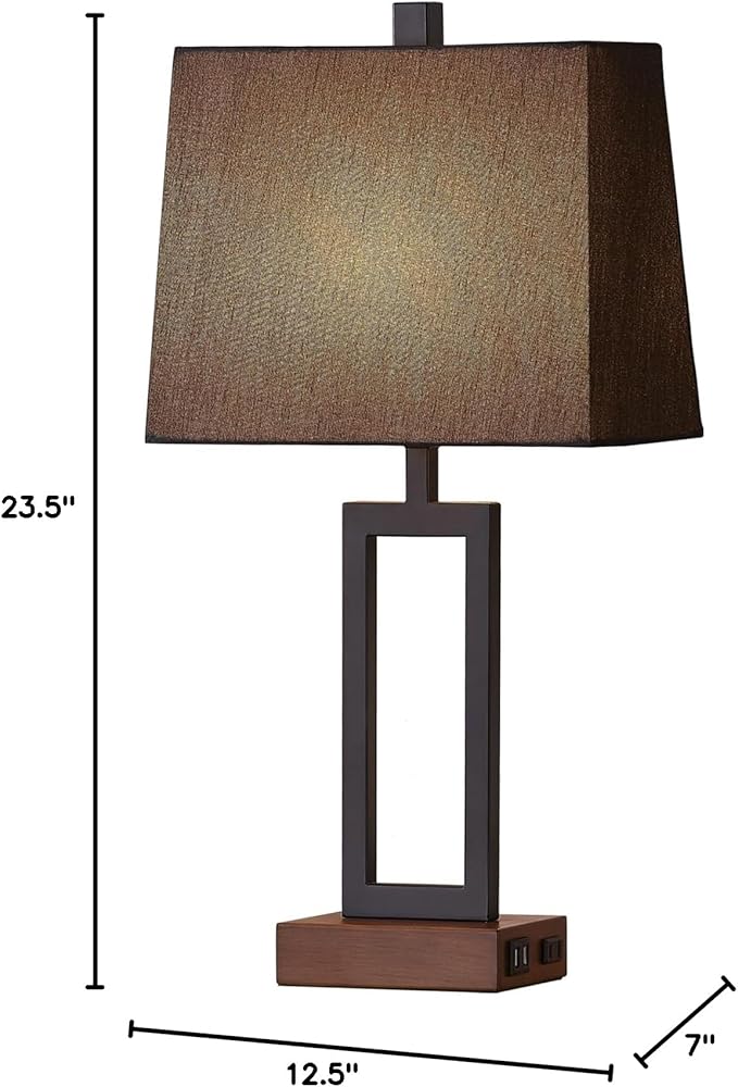 Touch Control Table Lamps Set of 2, Modern Bedside Lamps with 2 USB Charging Ports & AC Outlet, 3-Way Dimmable Wood Nightstand Lamp for Living Room Bedroom End Table Office Black(2 LED Bulbs Included) - Bloomnest