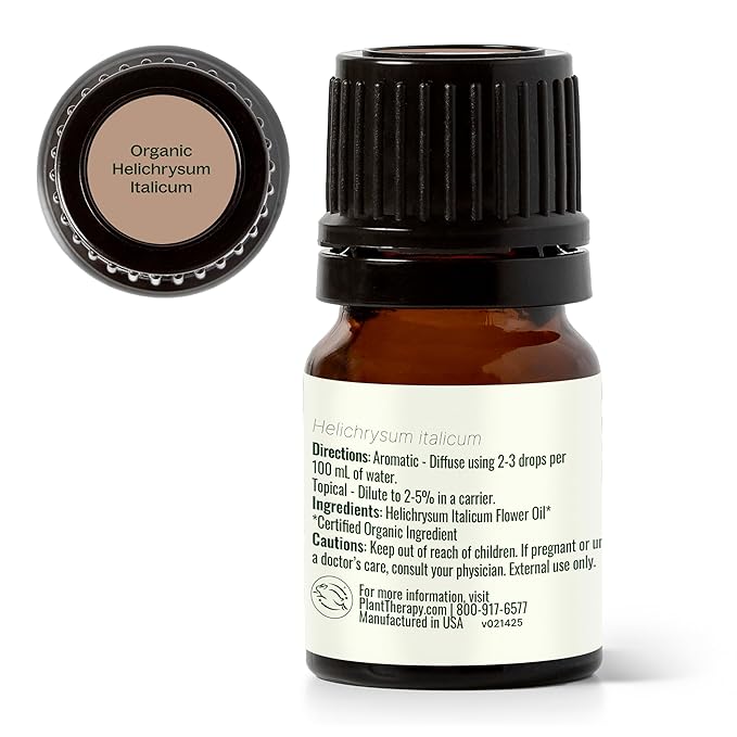 Plant Therapy Organic Helichrysum Italicum Essential Oil for Skin 100% Pure, USDA Certified Organic, Undiluted, Natural Aromatherapy for Diffusion, Therapeutic Grade 2.5 mL (1/12 oz) - Bloomnest