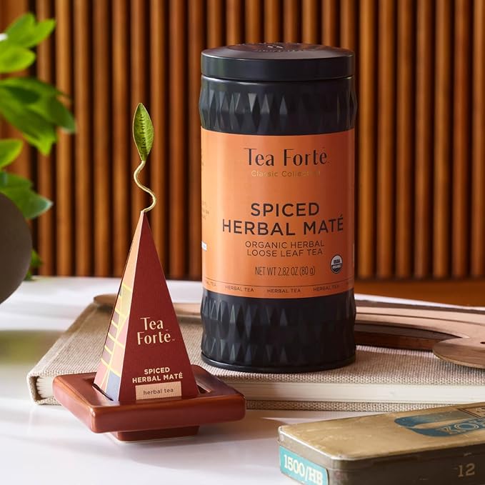 Tea Forte Spiced Herbal Maté Premium Loose Leaf Caffeinated Herbal Tea Blend Canister, Makes 35-50 Cups - Bloomnest