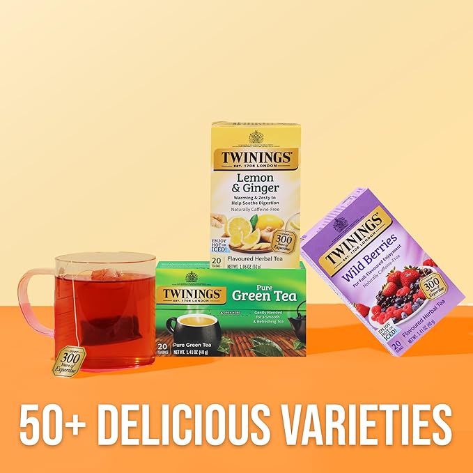 Twinings Wild Berries Herbal Tea Individually Wrapped Bags, 20 Count (Pack of 1), Full-Flavoured, Naturally Caffeine-Free, Enjoy Hot or Iced, 20 Teabags - Bloomnest