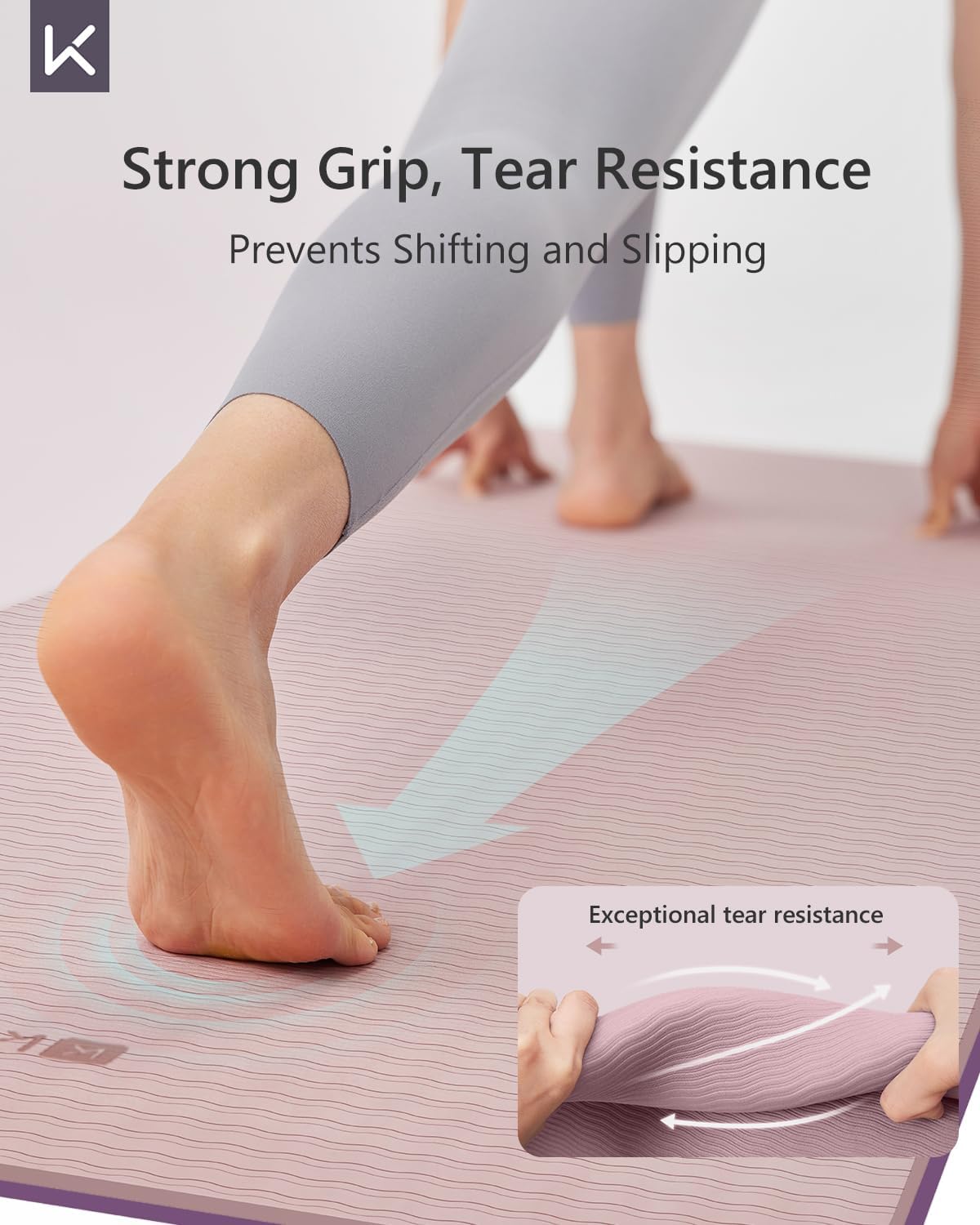 KEEP Yoga Mat Non Slip, Hot Yoga Mat for Women, 72"x24" Double-Color Exercise mat for Home Workout, Premium TPE 7mm Thickened Lightweight Workout Mat for Pilates and Fitness