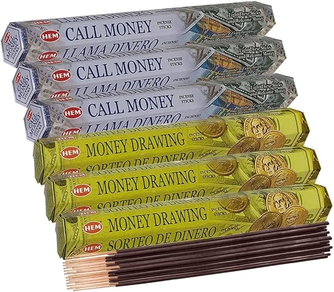 Call Money & Money Drawing Incense Sticks & Holder Bundle Variety Pack from Hem Trumiri Insense Insence - Bloomnest