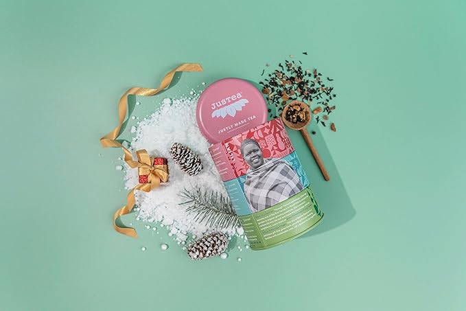 JusTea HOLIDAY TEA TRIO | Stacking Tins Variety Pack with Hand Carved Tea Spoon | Loose Leaf Tea | Variable Caffeine | Award-Winning | Fair Trade | Non-GMO - Bloomnest