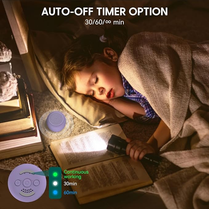 White Noise Machine Babelio Mini Sound Machine for Adults Kids Baby | 15 Non-looping Sounds | Timer | Easy to Pocket and Travel - Purple - Bloomnest