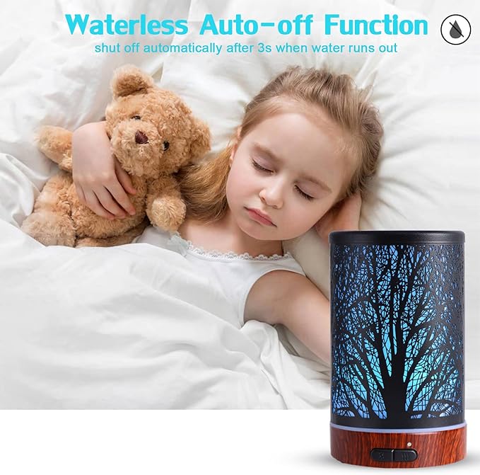 Essential Oils Diffuser for Home,150ML Aromatherapy Diffuser,Birthday Gifts for Women mom,Metal Cool Mist Humidifier with 7 Colors Lights Waterless Auto Off Air Diffusers(Tree) - Bloomnest