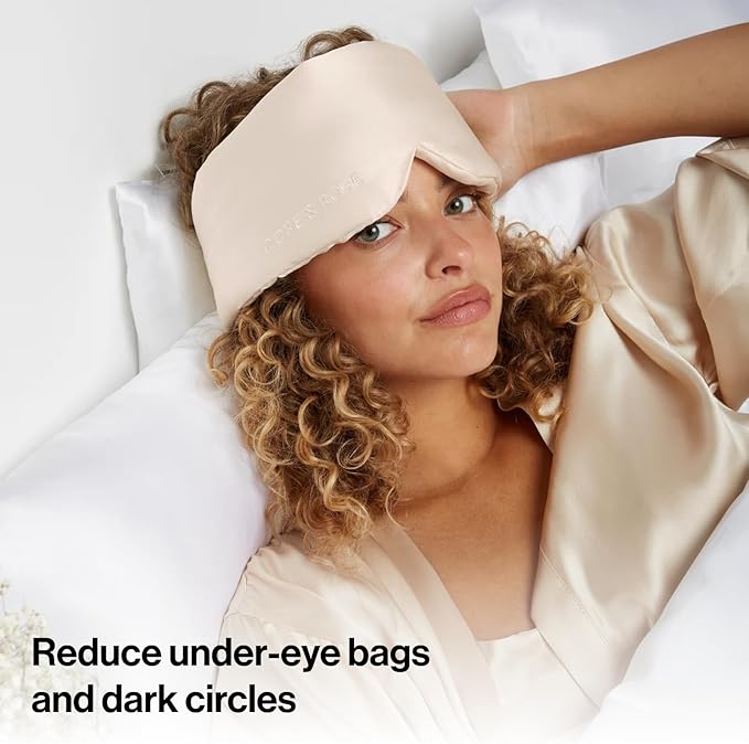 Dore & Rose Deep Sleep Mask Light Blocking, 23 Momme Mulberry Silk Eye Mask, Ultra Soft, Adjustable - Travel Sleeping Mask for Men & Women - Champagne - Bloomnest