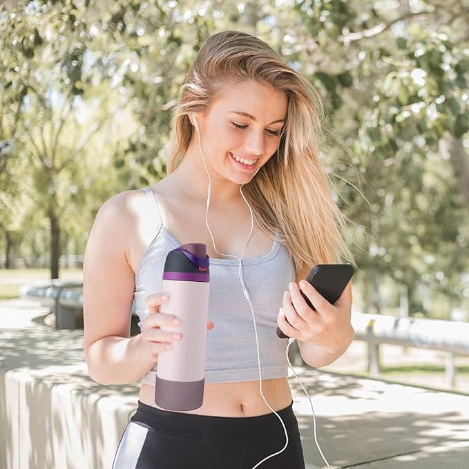 2PCS Silicone Water Bottle Boot, Compatible with Owala 24oz 32oz 40oz, Protective Anti-Scratch & Anti-Dent No Noise Sleeve Cover for FreeSip/Twist/Flip Water Bottles (Mauve, 32oz) BKBY