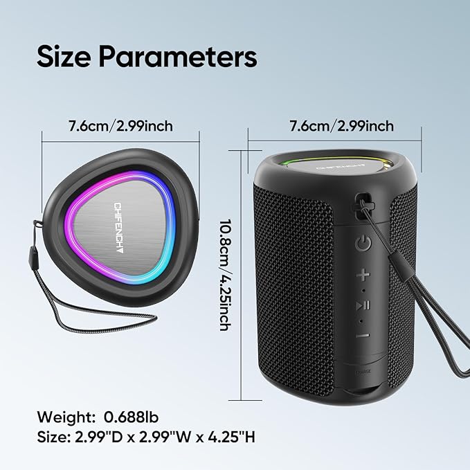 Portable Bluetooth Speaker with Lights, Stocking Stuffers, Powerful Crystal Clear Sound, IPX5 Waterproof, All Day Playtime, BT 5.3, TWS Paring, Small Wireless Speaker for Outdoor, White Elephant Gifts - Bloomnest