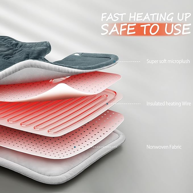Neck Heating Pad Gifts for Dad, Men, XL Weighted Shoulder Heat Pad, Back Pain Relief Heat Pads, Gifts for Mom, Women and Christmas, Birthday, Mother's Day, Fathers Day Warm Gifts, 23'' x 17'' - Bloomnest