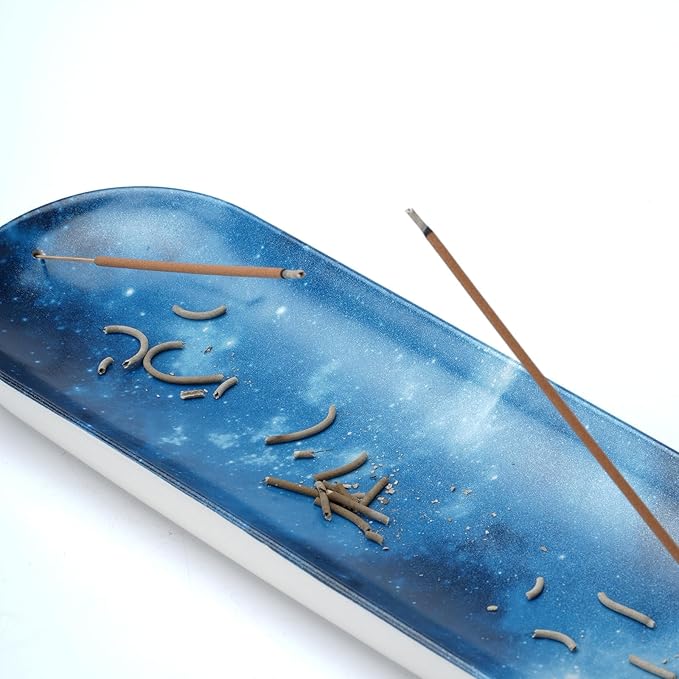 CEREMONY Incense Holder for Sticks, Ceramic Incense Burner with 60 Incense Sticks for Sage Palo Santo, Heat-Resistant Insence-Stick Holder for Backflow Incense Cones Meditation Yoga Spa Room Decor