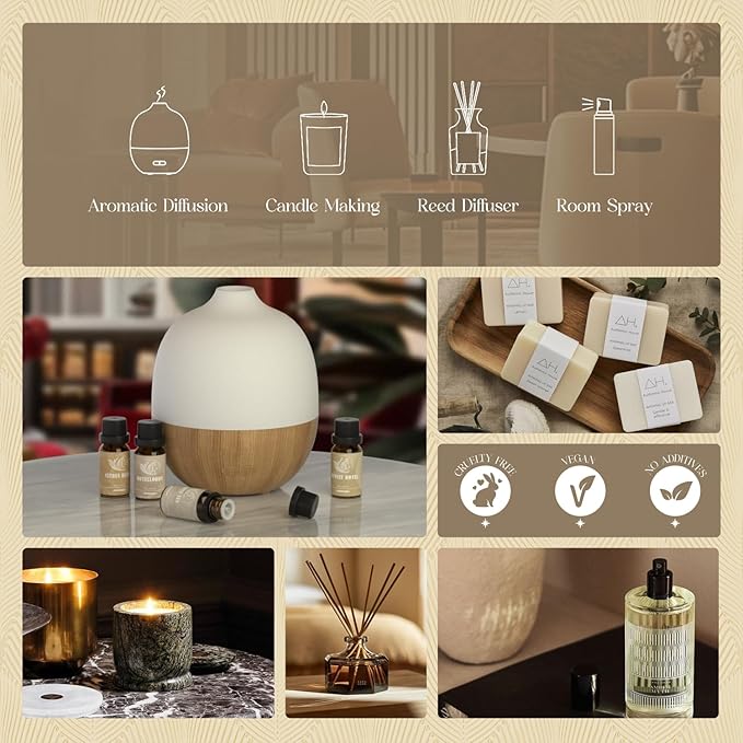 ARVIDSSON Hotel Diffuser Oils Gift Set, Hotel Scent Essential Oils for Diffuser, Luxury Fragrance Oil Blend - Jasmine & Mint, White Tea, Citrus Bliss, M-Way, Fancy Lobby, Gift for Women and Men - Bloomnest