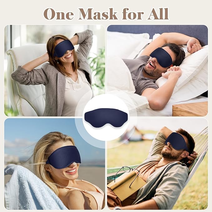 3D Cooling Eye Mask Sleep Mask for Men & Women, 100% Pressure-Free & Light Block-Out Eye Mask for Sleep with Easy Adjustable Strap, Night Eye Cover for Travel, Blue - Bloomnest