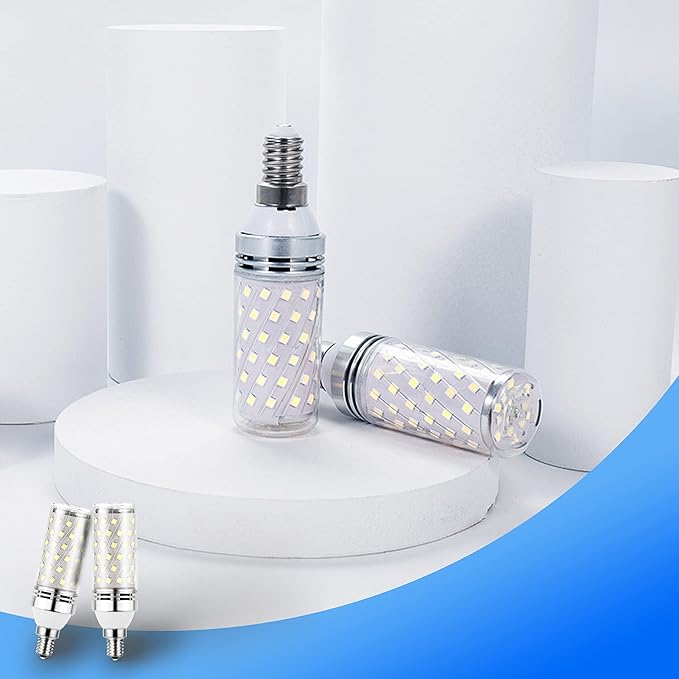E12 100W Led Candelabra Bulbs Replacement, 6000k Daylight Bright White, E12 12W Led Candle Light Bulbs T6 C7 1200lm, E12 Base Chandelier Pendant Ceiling Fan Bulbs, Non-Dimmable, 4Pack - Bloomnest