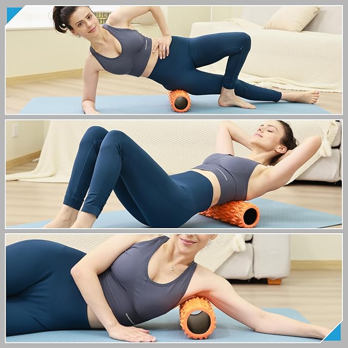 Foam Roller - 15 inch Deep Tissue Massager for Muscle Massage, Myofascial Trigger Point Release, Exercise, Yoga, Pilates & Stretching(Orange) - Bloomnest