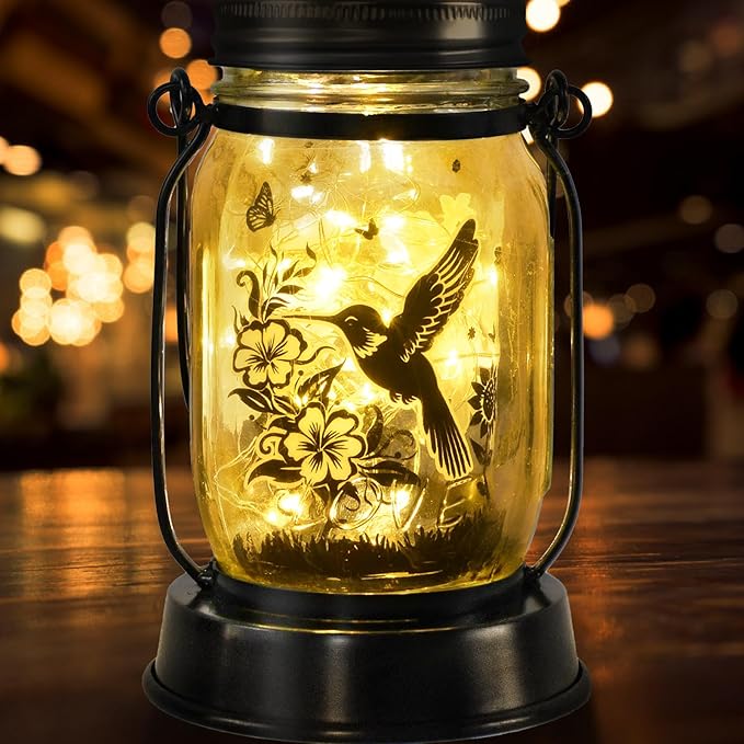 Hummingbird Solar Lantern Outdoor Garden Decor, Gifts for Women Mom Gradma Birthday Gifts, Hanging Solar Light Lawn Ornaments Home Decoration Outside for Yard, Patio,Backyard,Porch, Pathway Torch - Bloomnest