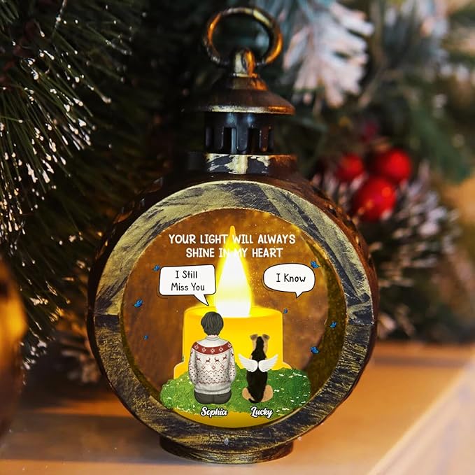 WRAPPINESS Personalized Dog Dad Christmas Lantern - Memorial Lantern Loss of Dog, Deepest Sympathy Gift for Pet Loss, Hardest Goodbye Dog Remembrance Gift - Bloomnest