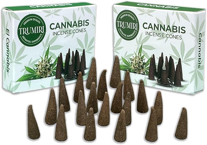 TRUMIRI Cannabis Scented Incense Cones - Total 20 Cone Incense - Dual Pack of 10 Insence Cones - Incense Cones Scented - Cone Incense Scents - Insense Cones - Incent Cone TRUMIRI