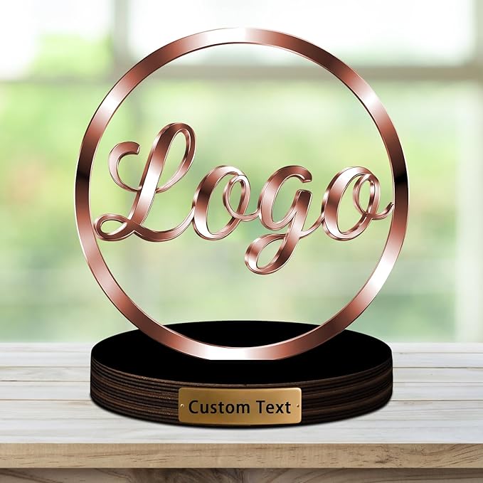 Personalized Acrylic Business Company Logo Statue Sign Plaque,Custom Photo Picture Office Store Company Logo Signage Sculpture Decor with Picture Text Logo for Business - Bloomnest