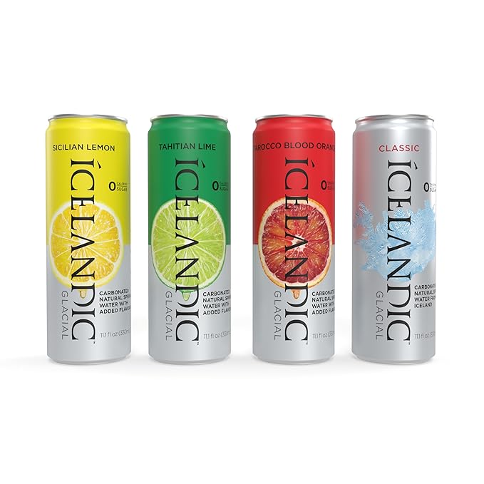 Icelandic Glacial Sparkling Water, Unflavored, 330 ml / 11.1 Fl Oz Cans (Pack of 10) - Bloomnest