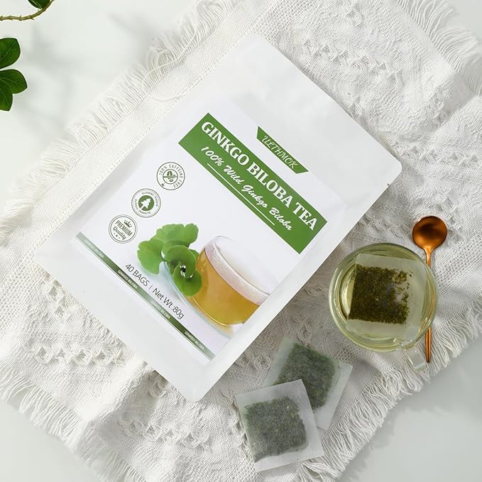 Premium 40 Ginkgo Biloba Tea Bags, Made with 100% Natural Ginkgo Biloba Leaves, No Additives & Caffeine Free. - Bloomnest