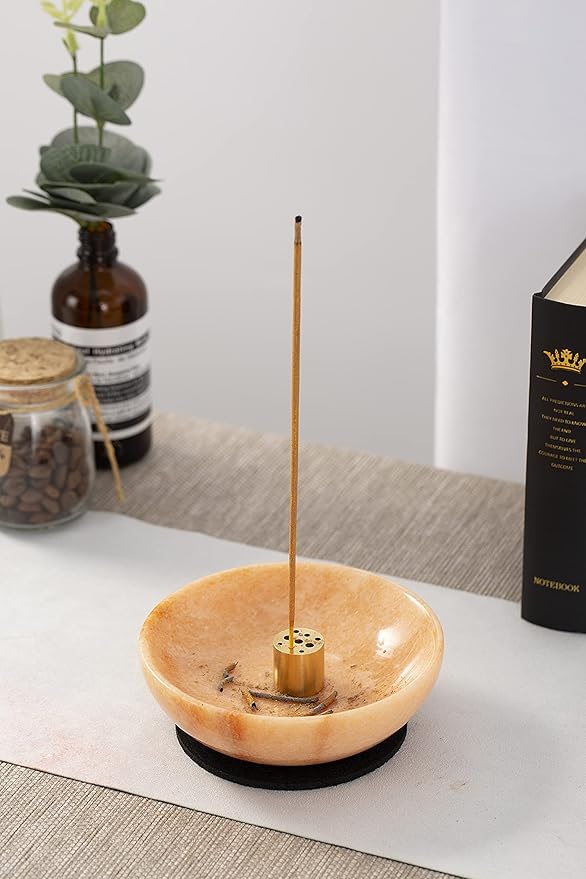 Rare Natural Red Marble Incense Holder, Astonishing Incense Burner for Meditation - Sunset Red - Bloomnest