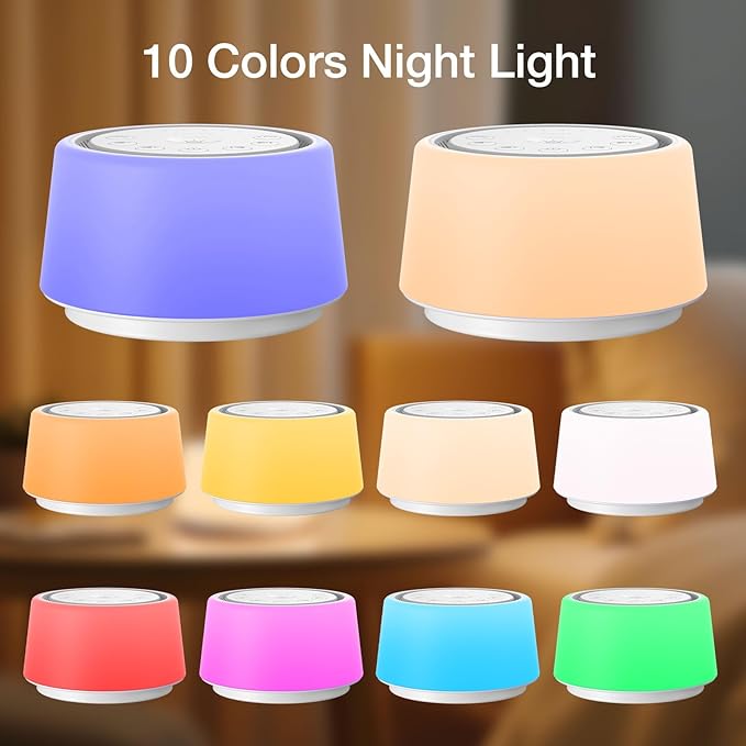 White Noise Sound Machine | Sound Machine for Baby Rechargeable | 30 Soothing Sounds | 10 Colors Night Light | White Noise Machine for Sleep Baby Adults Portable Sound Machine for Home Travel - Bloomnest