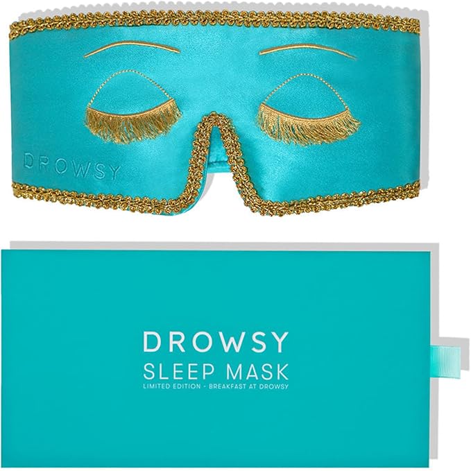 DROWSY Breakfast at Drowsy Silk Sleep Mask – 100% Pure Mulberry Silk, Total Blackout, Ultra-Soft & Skin Hydrating for Beauty Sleep, Fully Adjustable - Bloomnest