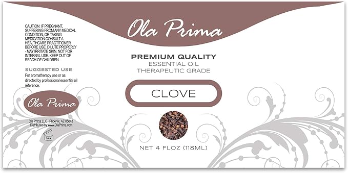 Ola Prima Oils - Clove Essential Oil 4 oz, Clove Oil for Skin, Diffuser, Natural, Premium Grade - Clove Oil - Bloomnest
