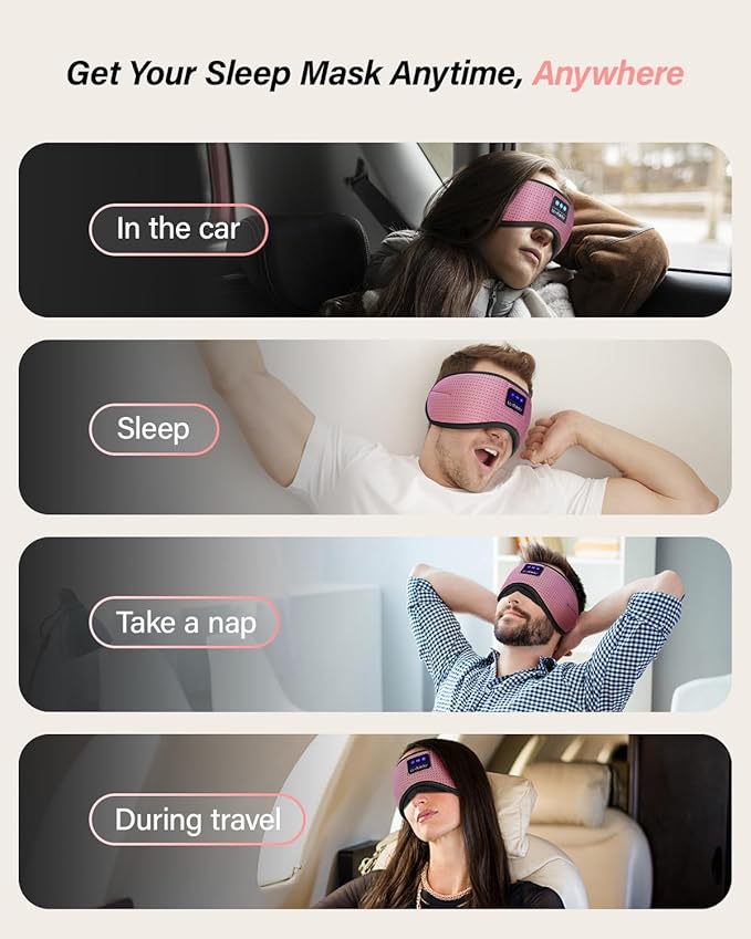 LC-dolida Sleep Headphones, White Noise Bluetooth Sleep Mask 3D Wireless Eye Mask Sleeping with Timing, Sleep Mask with Bluetooth Headphones for Side Sleepers Travel Yoga - Bloomnest