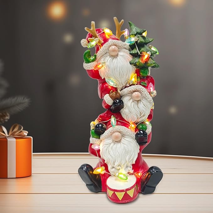 Resin Santa Figurine, Light-Up Santa Christmas Decoration Statue, Table Decorations for Indoor Party - Bloomnest