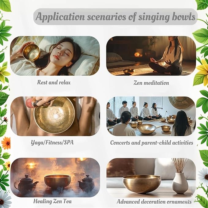 Hand-Hammered Mini Tibetan Singing Bowl Set for Meditation & Yoga - Small Himalayan Sound Bowl for Chakra Balancing, Mindfulness, Energy Healing - Perfect Healing Gift from Nepal Bloomnest