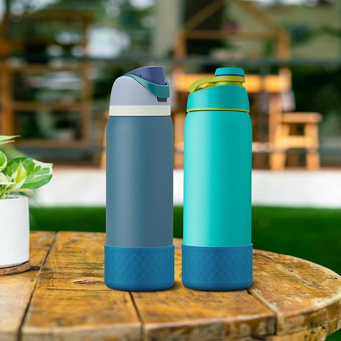 2PCS Silicone Water Bottle Boot for Owala 24oz 32oz 40oz, Anti-Slip Protective Sleeve Bottom Bumper Protector for FreeSip, Twist, and Flip Stainless Steel Water Bottles Alwenid