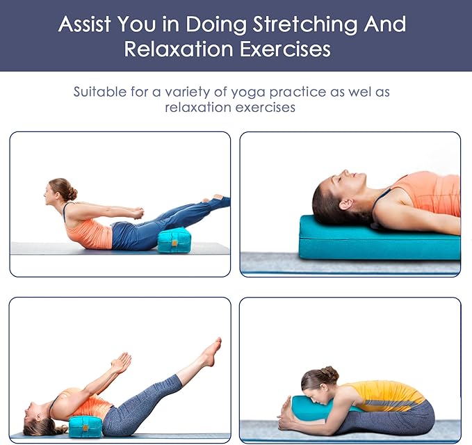 Yoga Bolster (26x10.5x5.5 in) Supportive Yoga Cushion for Restorative Yin Yoga Accessories Rectangular Bolster for Stretching Meditation Pillow 100% Organic Cotton Removable Washable Cover - Bloomnest