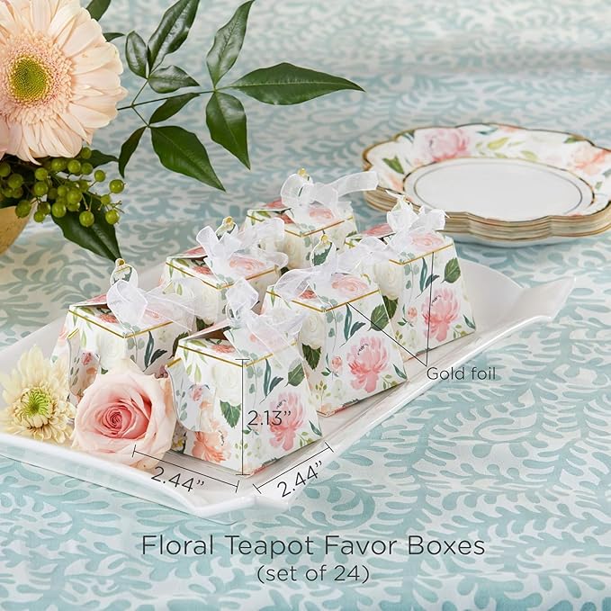 Kate Aspen Vintage Floral Tea Party Teapot Favor Boxes (Set of 24) - Perfect for Wedding Favors For Guests, Bridal Showers Brunches, Baby Showers, Birthdays - Bloomnest