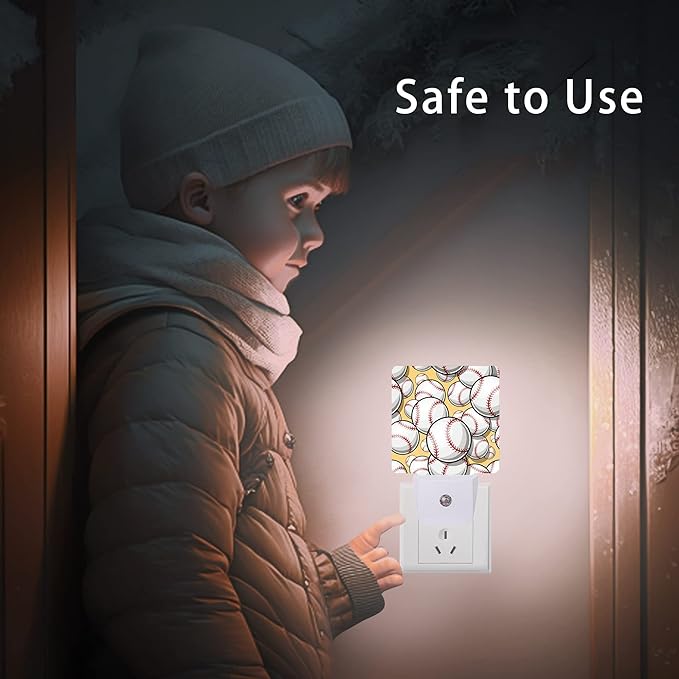 Ball Night Light,Baseball Softball Plug-in Night Lights with Dusk-to-Dawn Sensor for Bedroom, Bathroom and Living Room 0.5W Sleep Friendly Ideal for Women/Girls/Boys Gift - Bloomnest