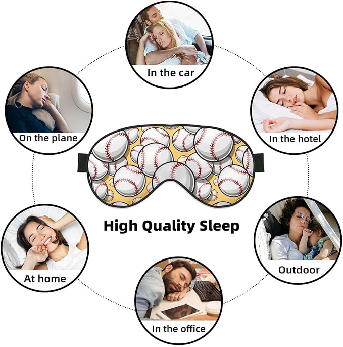 Sleep Eye Mask Baseball Softball Sleep Mask for Women Men Comfortable Eye Mask with Adjustable Strap Soft Eye Cover Blindfold for Travel Yoga Nap Shift Work - Bloomnest