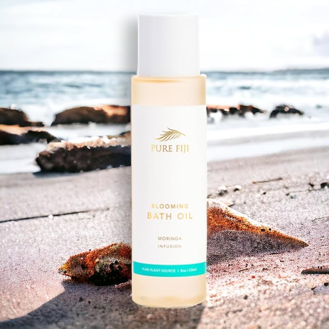 Pure Fiji Bath Oil, Conditioning Body Moisturizer with Natural Ingredients Bath Essential for Women Moisturizing Bath & Body Oil - Moringa (8oz/236ml) - Bloomnest