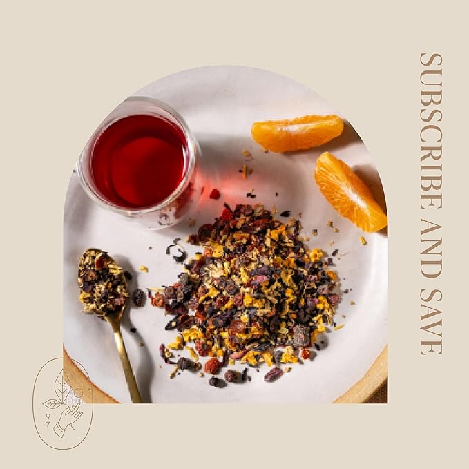 Rishi Tea Tangerine Ginger Herbal Tea - Organic Loose Leaf Tea, Caffeine Free Digestive Tea Blend with Hibiscus, Spicy Ginger & Citrus - 16 Ounces, 50+ Servings - Bloomnest