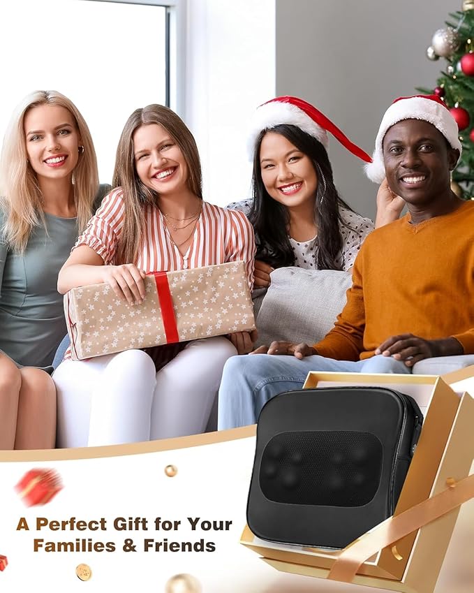 Back Massager with Heat - Shiatsu Neck Massager Deep Tissue 2-in-1 Kneading Chair Massage Pillow for Lower Back/Leg/Shoulder - Lumbar Support Pillow for Back Pain Relief - Gifts for Mom Dad Women