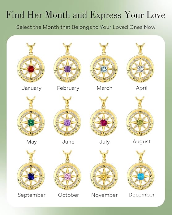 S925 Necklace Gift for Wife |Compass Jewelry |Women Anniversary |Sterling Silver |Girlfriend Birthday Gifts for Her Valentines |I'd be Lost without You |Jewel 18K Gold - Bloomnest