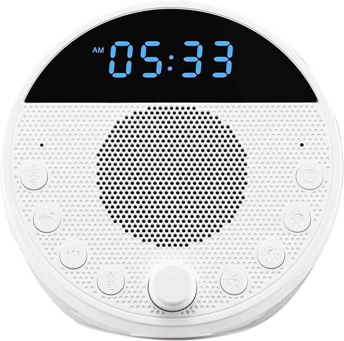 VEVOR Sound Machine, 18 Soothing Sleep Sounds, 7-Color Night Light, 6-in-1 White Noise Sound Machine with Dual Alarms, APP, Auto-Off Timer and Memory Function, for Baby, Adults, Home, Office & Travel - Bloomnest