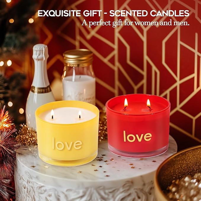 KONNI 2 Wick Vanilla Love Scented Candles for Home, Relaxing Soy Candles, 12.35oz Luxury Love Aromatherapy Candle for Women Men, 60 Hours Long Lasting Candle, Clean Burning Jar Candle, Romantic Gifts - Bloomnest