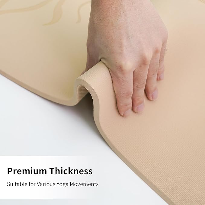 HAHE Yoga Mat Thick (8MM,1/3"), Eco-Friendly POE Non Slip Yoga Mat, High Rebound & Shock Absorption, Anti-Tear & Sweat-Resistant for Yoga, Fitness, Home, Workouts, Large Pilates Mats 72"x24" with Carrying Strap - Bloomnest