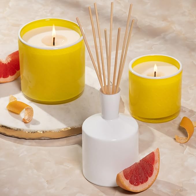 LAFCO New York Classic Reed Diffuser, White Grapefruit - 6 oz - Up to 3 Months Fragrance Life - Reusable Glass Vessel - Natural Wood Reeds - Made in The USA - Bloomnest