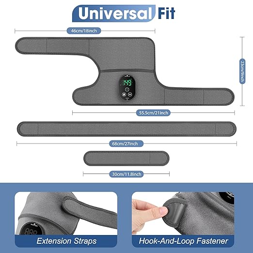 Cordless Heated Knee Massager 3-in-1 Electric Knee Massager with Heat Heating Pad Elbow Shoulder Pain Relief,Heated Knee Brace for Arthritis with Massage with 3 Vibration & 6 Heating Modes - Bloomnest