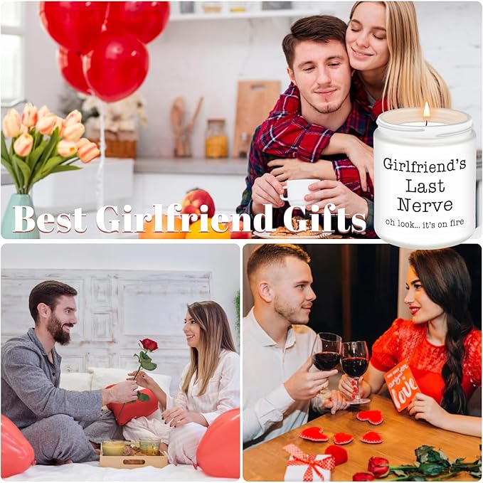 Homsolver Gifts for Girlfriend from Boyfriend, Valentines Birthday Mothers Christmas Anniversary Day Gifts for Girlfriend Fiancee, Romantic Scented Candles