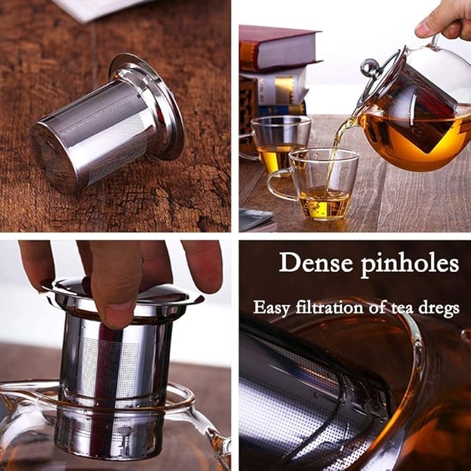 Glass Teapot with Removable Infuser Stovetop & Microwave Safe Borosilicate Clear Glass Teapot (22OZ) - Bloomnest